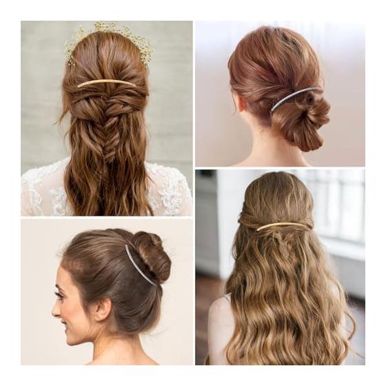 HOMSFOU Hair Comb for Girls, Simple Design Hairpin, Hair Accessories for Women, Daily, School, Party Use, Set of 2, 11x4 cm, 5.2 cm Comb Width, Gold
