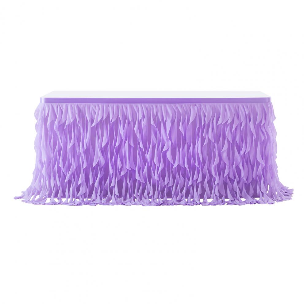 Curly Willow Table Skirt for Rectangle Round Tables 6ft Ruffle Table Cloth Reusable Table Skirt for Party Wedding