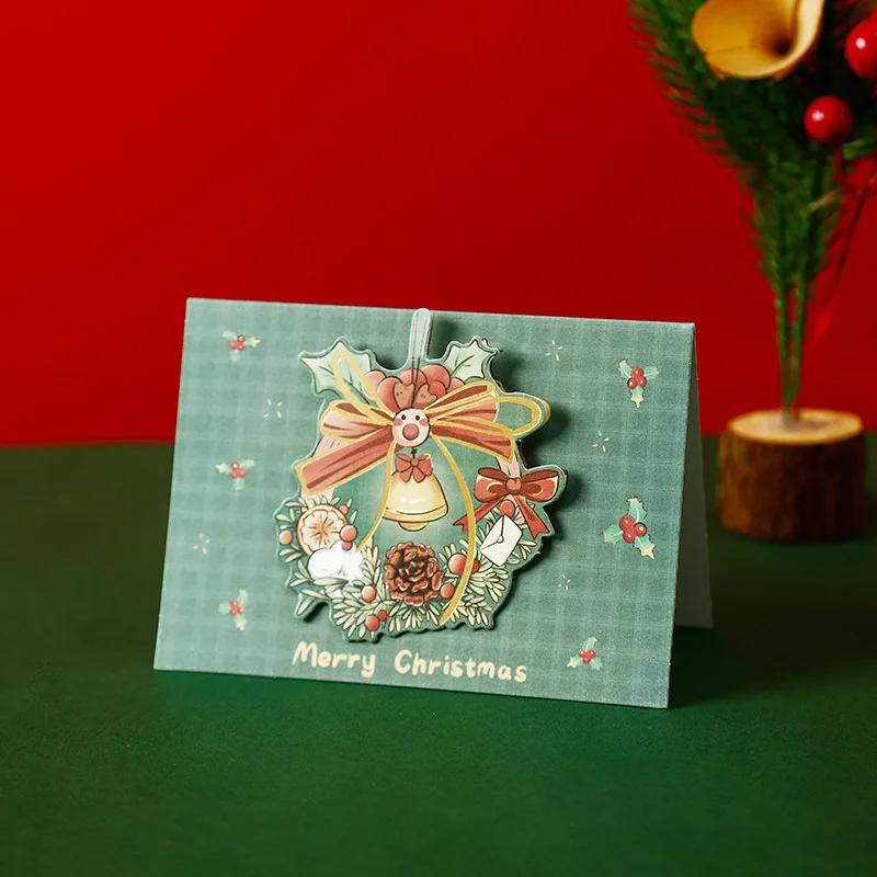 5pcs Christmas Greeting Card Kids Mini Christmas Blessing  Cards Envelope New Year Postcard Gifts Card Xmas Party Supplies