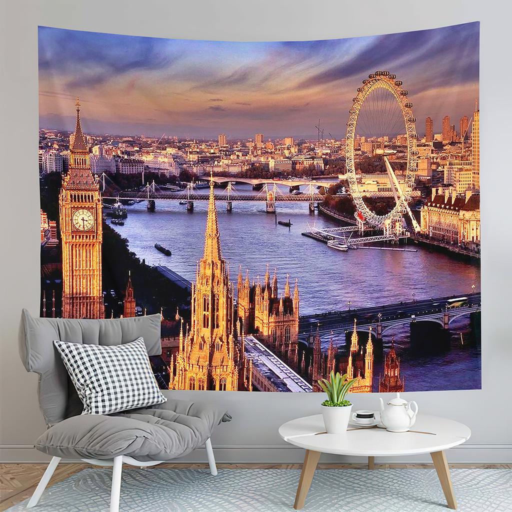 London Big Ben Tapestry Night City View Tapestry Westminster Bridge Tapestry Home Living Room Bedroom Wall Modern Art Tapestries