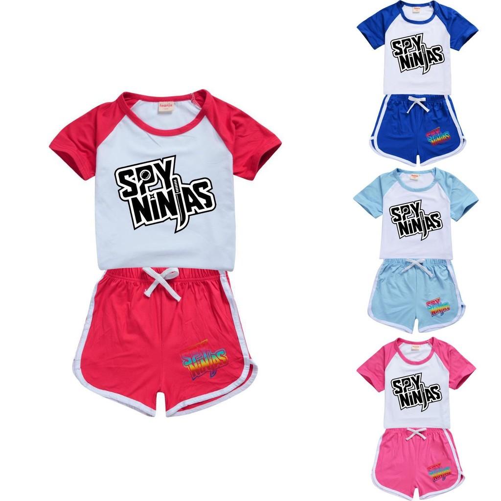Spy Ninjas Letter Print Kids Tracksuit With Cotton And Polyester For Summer Play And Sports