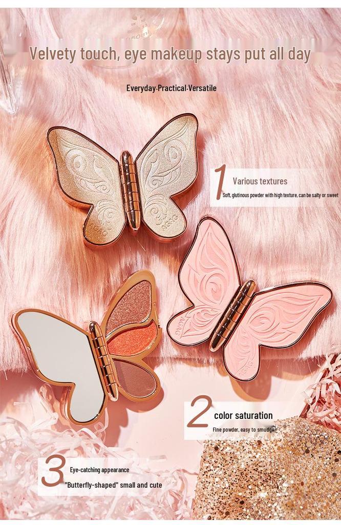 AGAG Lucky Koi Butterfly Eyeshadow Palette: 6 Earth Tone Colors in Pearl, Glitter, Shimmer, and Matte Finishes for Beginners