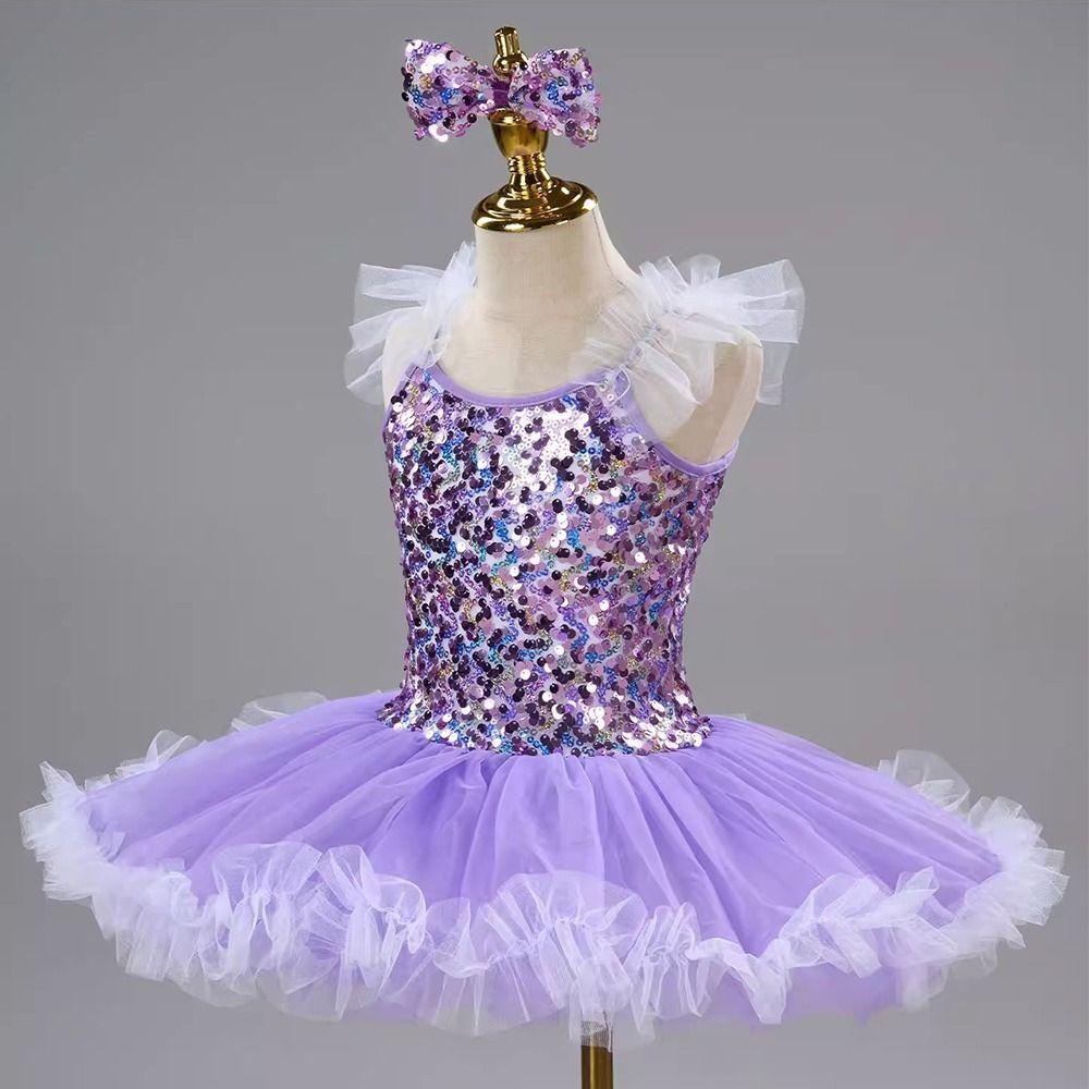 Fashion Sequin Kids Ballet Dress Modern with Headwear Ballet Tutu Party Dress Puffy Princess Dress Children