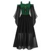 Vintage Gothic Girls Dress Kids Off Shoulder Flare Sleeve Witch Dresses Medieval Renaissance Goth Cosplay Costumes