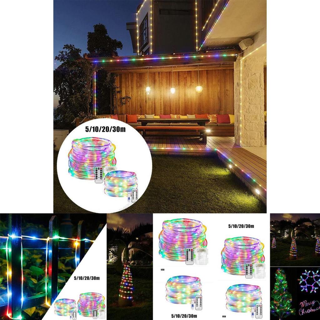Remote-controlled 5-30m Led Rope Lights Usb/battery Box Timing Waterproof Dimmable Decor Lamp Xmas