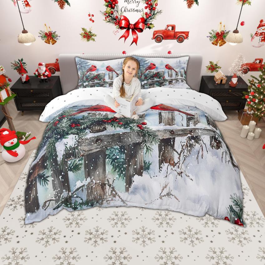 

Comforter Homewish Xmas Santa Claus For Kids Children 2Pcs/3Pcs Rustic Lodge Cabin Xmas Bedding Happy New Year Bed Set Comforter (quilt)-EU Single(135*200cm)3pcs