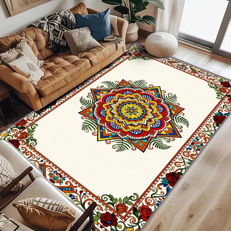RAKKS New Moroccan  Large Area Rug - Low-Pile Crystal Velvet Carpet for Living Room & Bedroom Kitchen, Door Mat Home Floor Decor