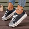 Fashion Women Soft Bottom Short Boots Fashion Casual Flat Anti Slip PU Leather Shoes Woman Thick Sole Lace Up Casual Shoes Plus Size 44