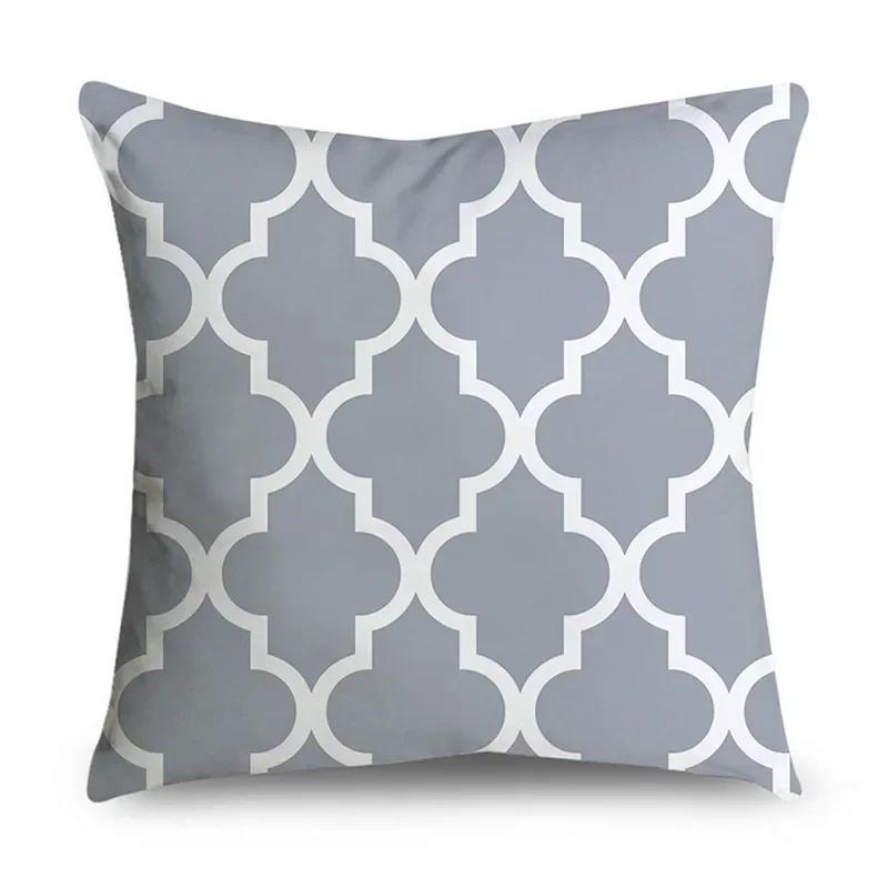 2023 Gray Lumbar Pillows Case 45X45CM Damask Geometry Leaves Floral Stripes Plaids Print Sofa Cushion Throw Pillows Decor Home