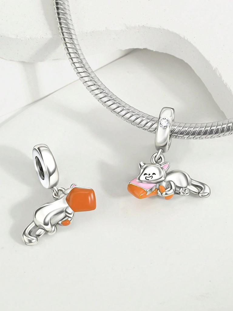 Charms Plata Cute Fox Carousel Beads Charm Copper Plated Fit Charms Copperoriginal Bracelet For Jewelry Making Diy Charm