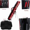 Waterproof Leather Fishing Rod Bag with Stand, Large Capacity, 2-3 Layer Hard Shell for Outdoor Use