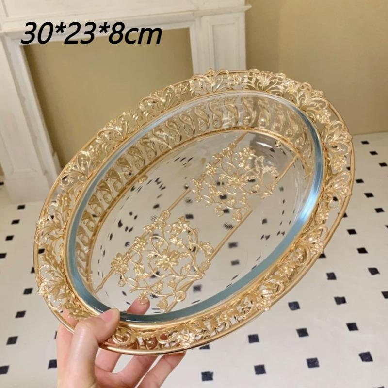 

Luxury Fruit Bowl Vintage Glass Dessert Plates Elegant Beautiful Snack Tray Aesthetic Utensils for Kitchen Home Decoration золотистый