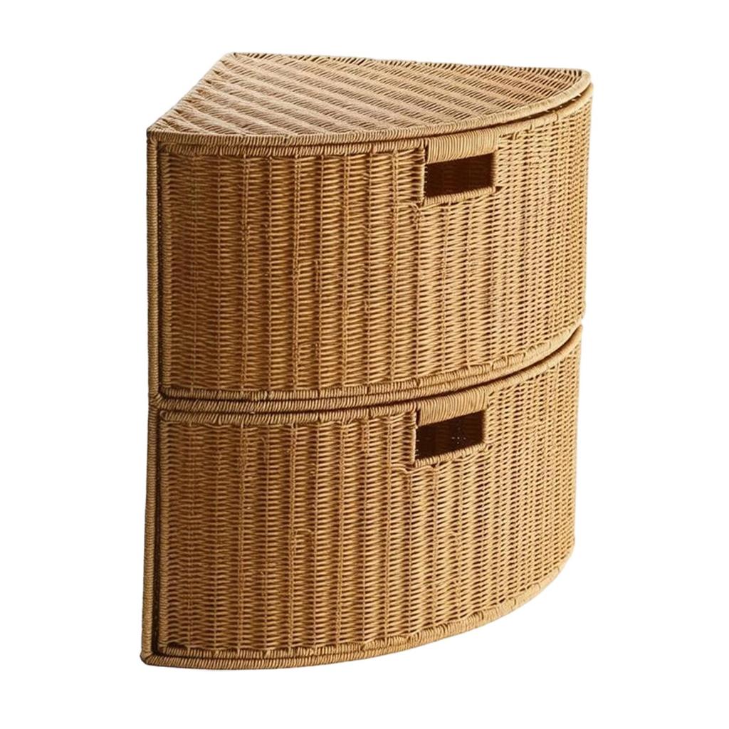 2 Tier Corner Storage Basket Stackable Wardrobe Organizer for Books Clothing S