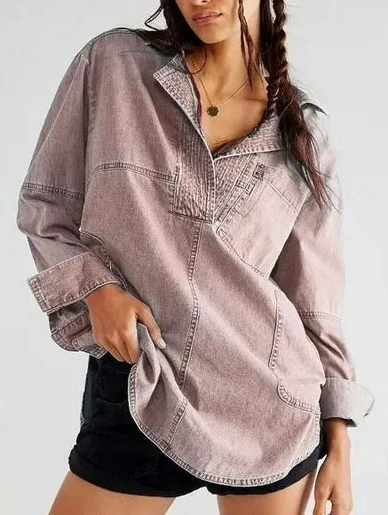 European-American Slim Fit Lapel Denim Jacket for Women