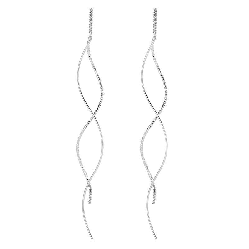 2025 Trendige S925 Silber Wellenfaden Quastenohrringe für Damen: Schlankmachend und Elegant