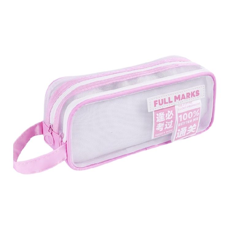 Simple Pen Bag Aesthetic Pen Case Double Layers Mesh Pencil Pouch Large Capacity Pencil Case School Office Supplies
