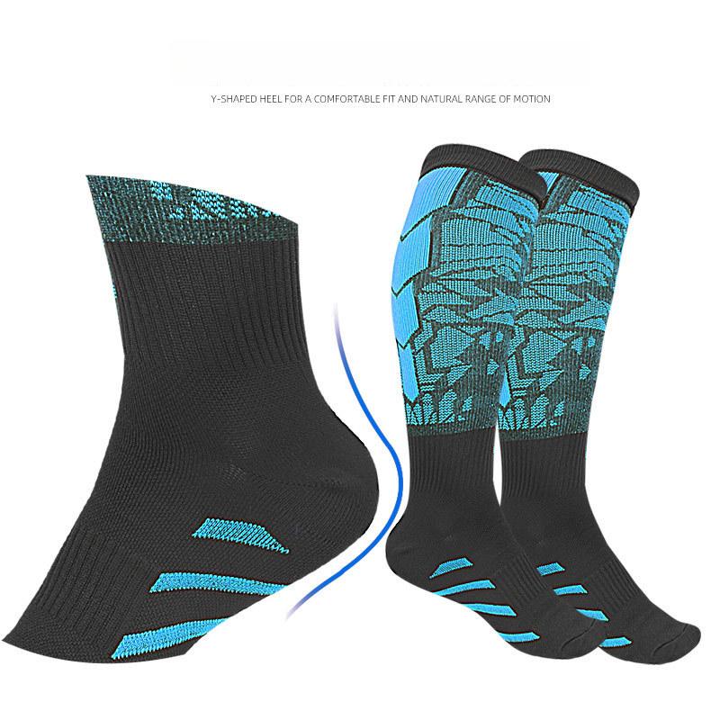 Sports Long Tube Pressure Socks Striped Contrasting Color Breathable Skin-friendly Elastic Fit Running Cycling Leggings Socks