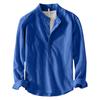 Men's Long Sleeve Slub Linen Pullover Shirt Casual Buttonless Top for Spring and Fall
