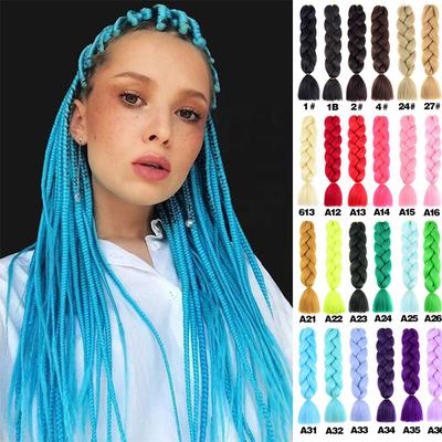 Jumbo-Zöpfe, synthetische Einzel-Ombre-Farbe, Flechthaar, Twist, Regenbogen-Haarperücken