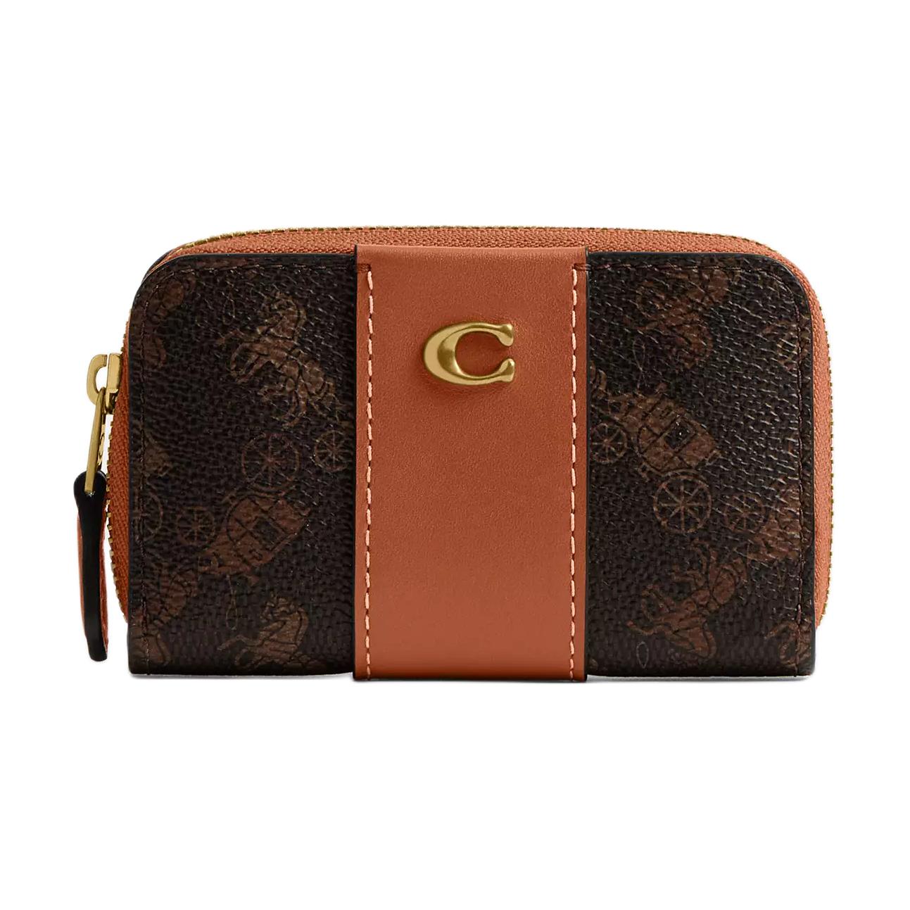 

Coach Essential 11 Horse And Carriage Print Hardware Coated Canvas And Calfskin Card Holder Women Accessories Brass Black Brown CAN55-B4AWV Brass & Black & Brown