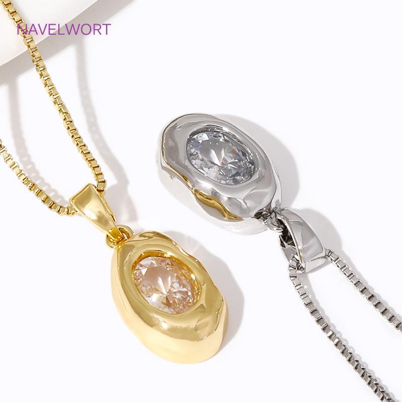 Trendy Inlaid Zircon Charms 18K Gold Plated Lrregular Oval Charms Pendant For Bracelet Necklace Jewelry Making DIY Accessories