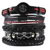 1 Mode-Armband Wikinger-Armband Für Männer Handgelenk-Armbänder Geflochtenes Totenkopf-Hand-Schmuckstück Verstellbares Leder-Set-Armband Für Leder