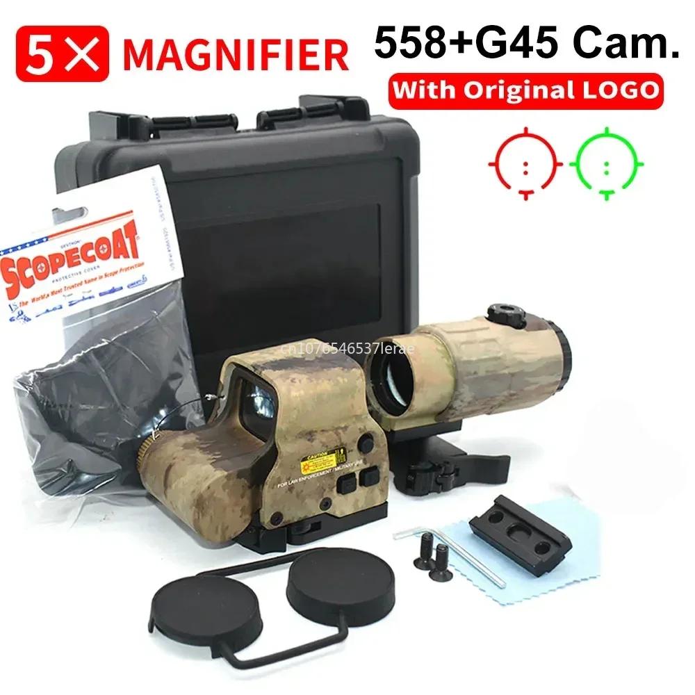 Eotech Holografisches Kollimator 558 Rotpunktvisier G43/G33/G45 3X 5X Vergrößerer Airsoft Jagdausrüstung mit 20mm Schienenmontagen & QD-Hebel