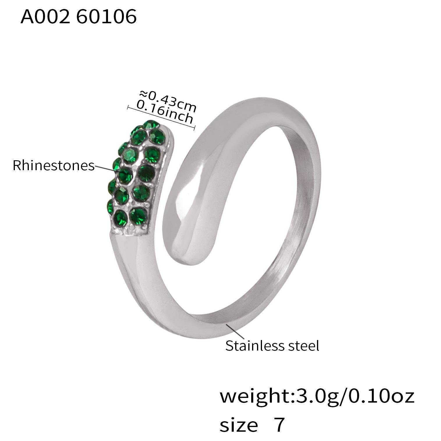 Elegant Tri-Color Rhinestone Open Ring: 18K Gold-Plated Stainless Steel Size 7