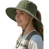 Women's Sun Hat Wide Brim Bucket Hat for Outdoor Breathable Mesh Ponytail Hole Adjustable Foldable UPF 50+ Windproof