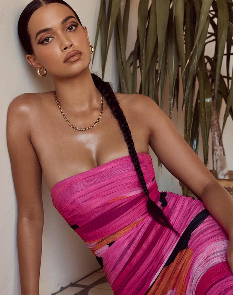 European and American Women's Tube Top Sexy Printed Pencil Dress