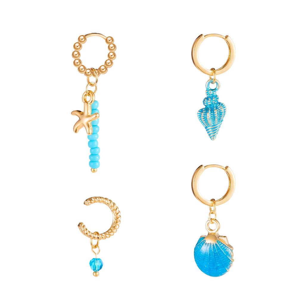 Marine Starfish Drop Earrings For Girls With Zinc Alloy Material Summer Gift