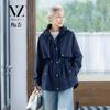 Muzi Women's Casual Hooded Windbreaker Jacket
