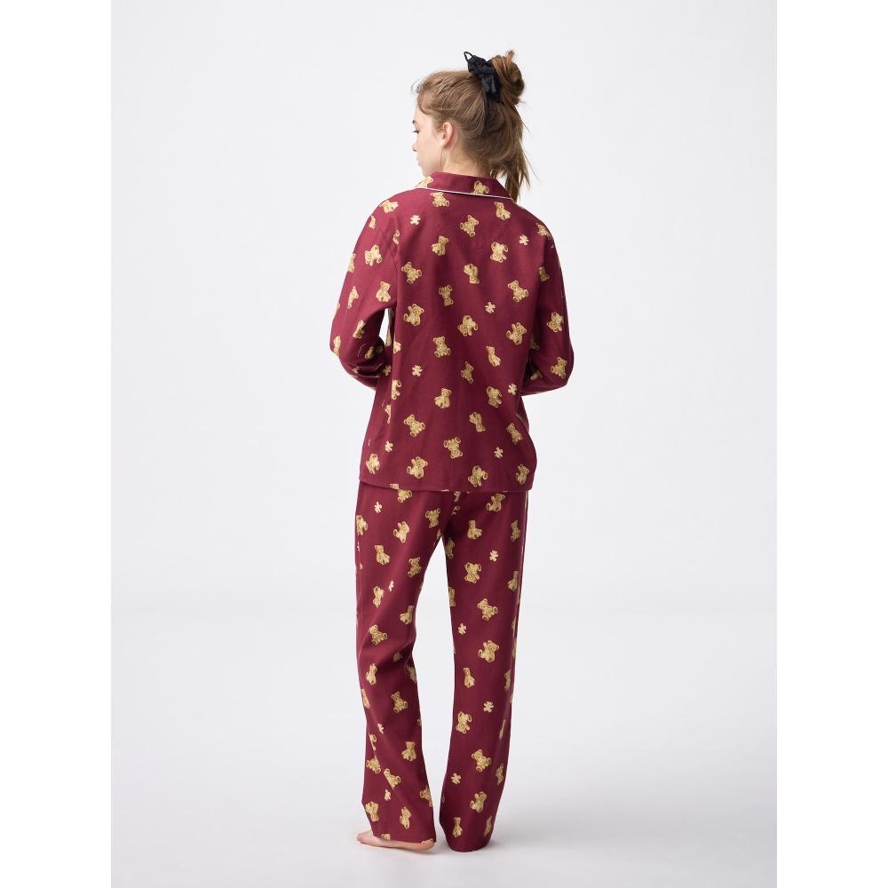 Gu By Uniqlo Flannel Pajama  Long Sleeve   Long Pants   Bear 