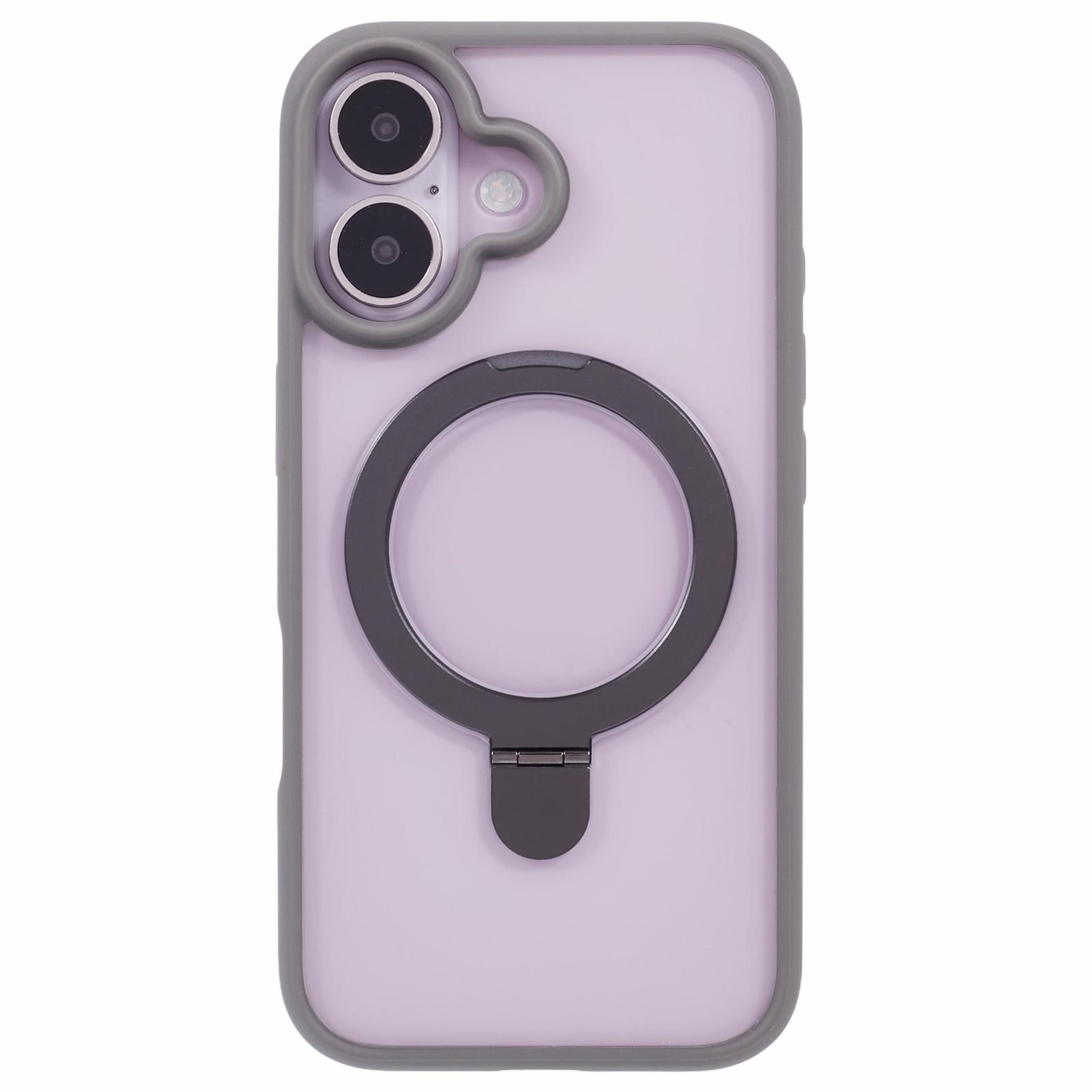 

For iPhone 16 Case PC+TPU Ring Kickstand Drop-Proof Phone Back Cover