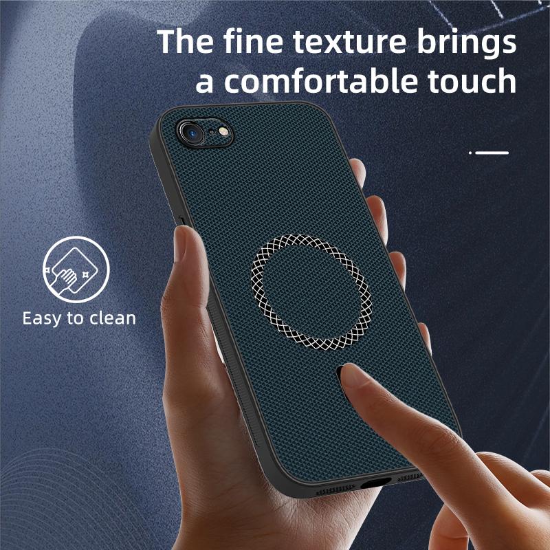 3D Leather Texture Wireless Charging ShockProof Magnetic Case For iPhone 7 8 SE 2020 2022 Phone Cover