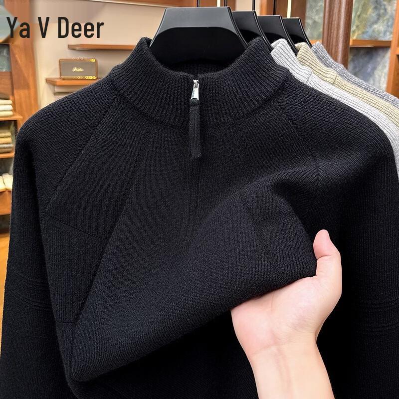 Yalu Men's Casual Half-Zip Stand-Collar Knitted Sweater