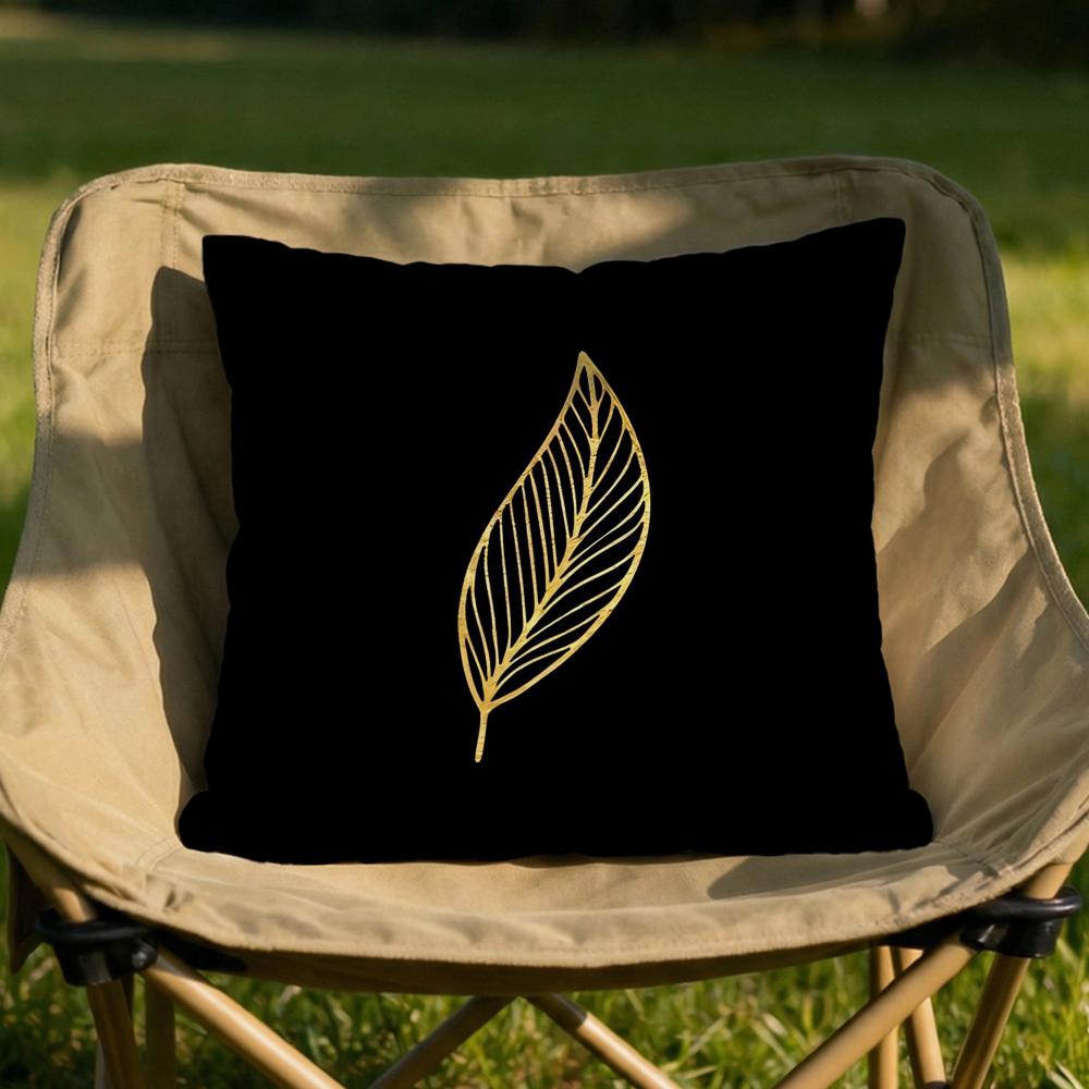 Golden Leaf Pattern Cushion Cover Soft Reversible  Durable Pillow Cover  MultiScene Use for Home  Car Daily Comfort