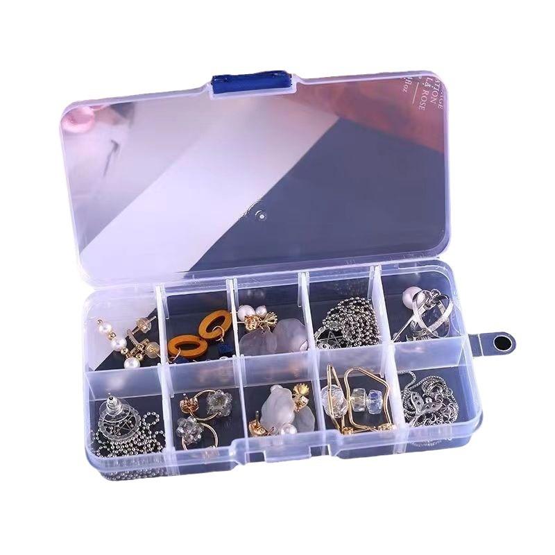 Transparent Multi-Compartment Jewelry and Ornament Storage Box with Removable Dividers