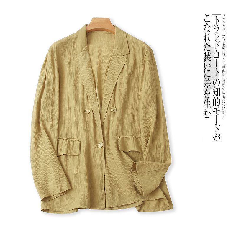 

Suit Casual Outwear Autumn New Foreign Trade Women s Clothing Suit Collar One Button Long Sleeves Thin Outwear 26290 Mustard Yellow B- 1-21-2 M