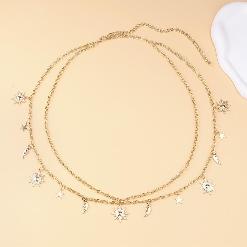 Hip Hop Fashion Metal Star Moon Double Layer Chain Sexy Pants Chain Body Fashion Sexy Adjustable Waist Chain