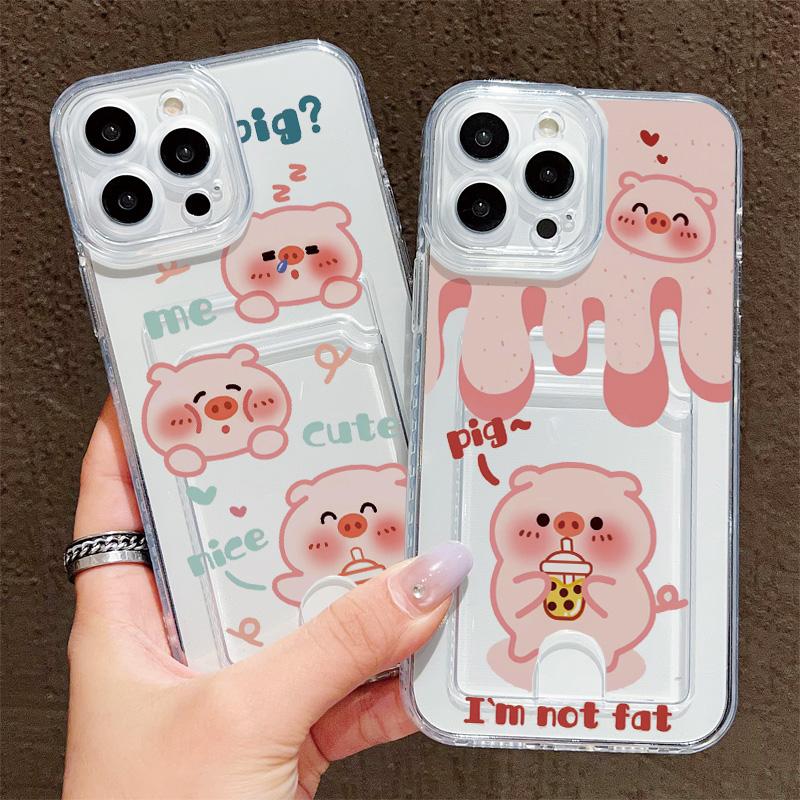 Card Slot Holder Silicone Wallet Pocket Case For Xiaomi Redmi Note 12 13 Honor Smart 90 Oppo A18 A38 A58 Samsung S23 S24 S25 Cover Clear Phone Bumper