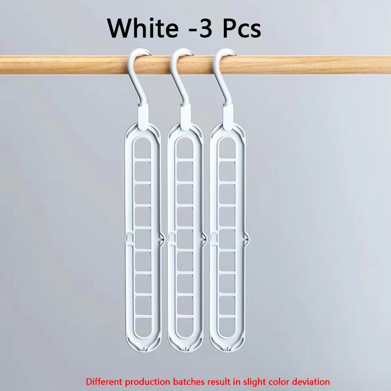 3Pcs 9-hole Clothes Hanger Organizer Space Saving Hanger Multi-function Folding Magic Hangers Drying Racks Scarf Clothes Storage