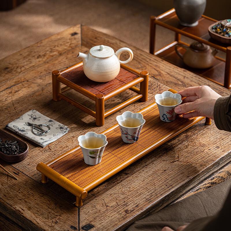 Bamboo 3-Tier Tea Cup Holder and Storage Rack