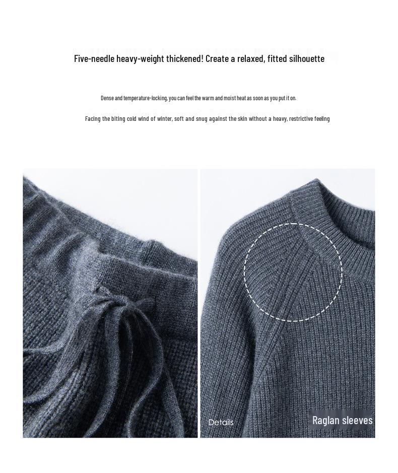 High-Waisted Ribbed Cashmere Pants - Warm and Elegant for Autumn/Winter