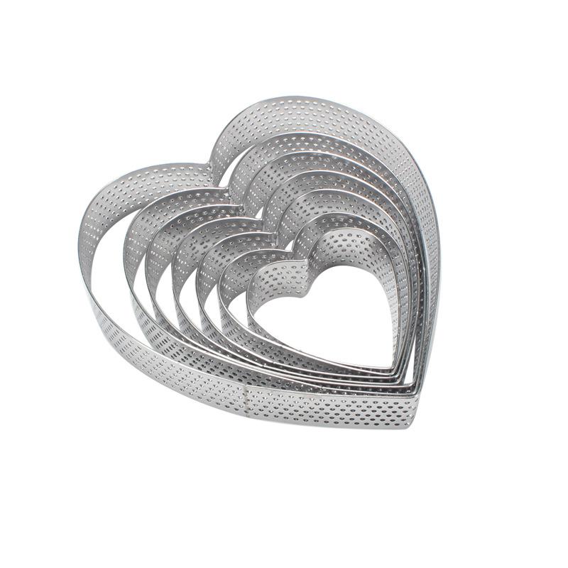 1pc Heart Porous Tart Ring DIY Perforated Cake Mousse Mold Baking Tools Fruit Pie Tartlet Doughnut Mold for Pastry Accessories