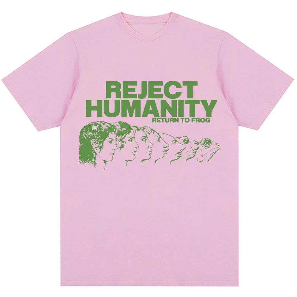 Lehne die Menschheit ab, kehre zum Frosch zurück Lustiges Meme T-Shirt Humor Modedesign Männer Frauen T-Shirts Animorphs Evolution Lockere Baumwoll-Tees