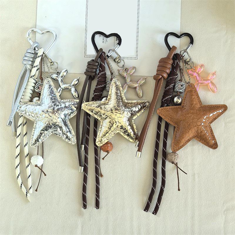Fashion PU Leather Star Bag Pendant Five-pointed Star VersatileWomen Handbag Hanging Decoration CLE