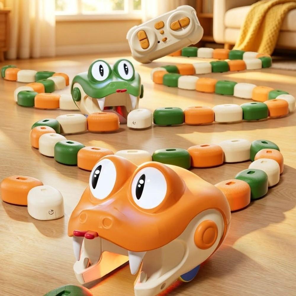 Light Up Eyes Remote Control Snake Toy Two Speed Modes Magnetic Food Collecting  Family Games