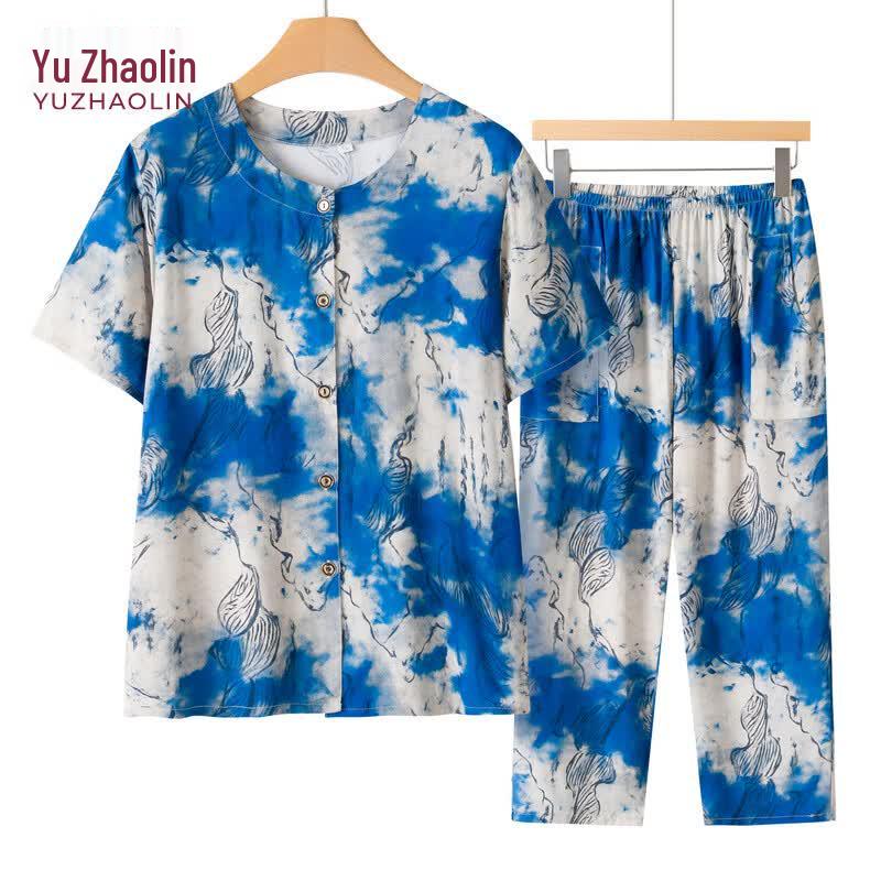 Yuzhaolin Women's Summer Two-Piece Short-Sleeve Set