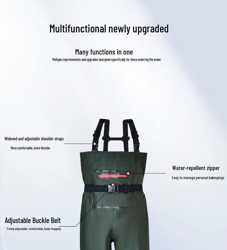 Heavy-Duty Waterproof Overalls: Thick, Wear-Resistant Half-Body Waders for Aquaculture.